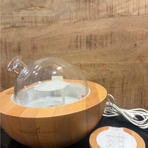 Young Living Wood-Grain Aromatherapy Diffuser with Clear Glass Dome